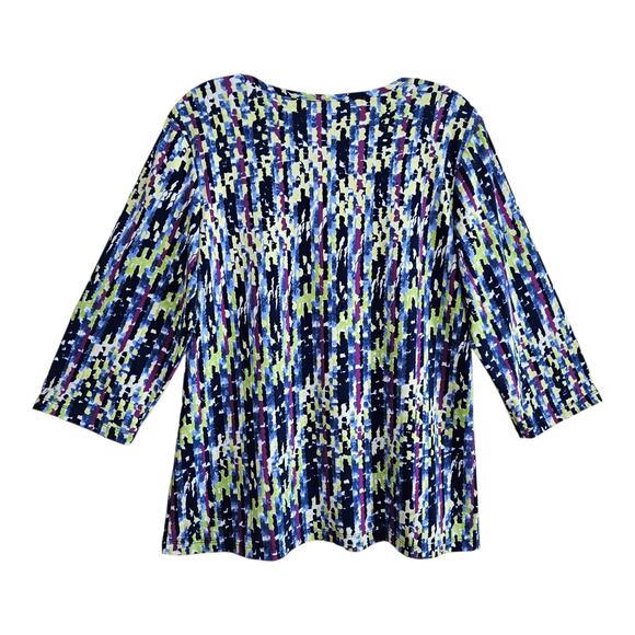 SUSAN GRAVER Women's M Tunic Top Liquid Knit Multicolor 3/4 Sleeve Bust 38" - Picture 6 of 6